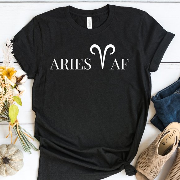 Bella Canvas Tops - Aries Af Zodiac Graphic T-shirt Unisex Style